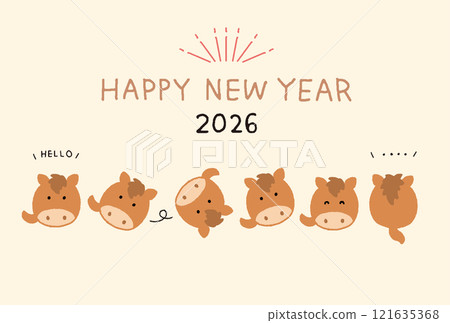2026 New Year's card - cute illustration of the Year of the Horse 121635368