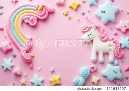 Colorful candy unicorns 121635507