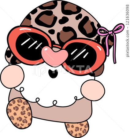 Groovy Leopard Gnome Cartoon with Funky Glasses 121636098