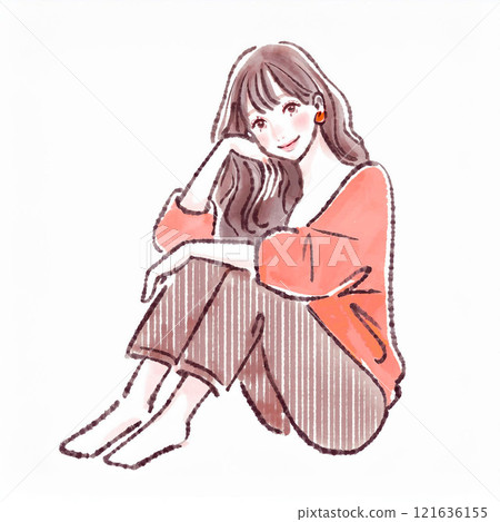 婦女和女孩插畫素材 121636155