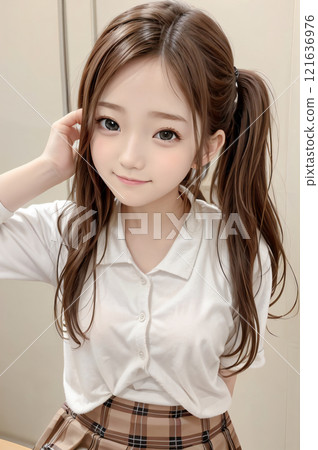 可愛的日本高中女孩穿著制服 可愛的日本高中女孩穿著制服 121636976