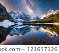 Starry sky reflected on the lake 07 121637126