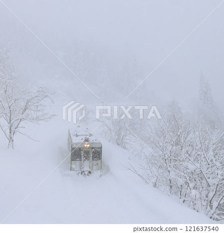 Tadami Line in a blizzard 121637540