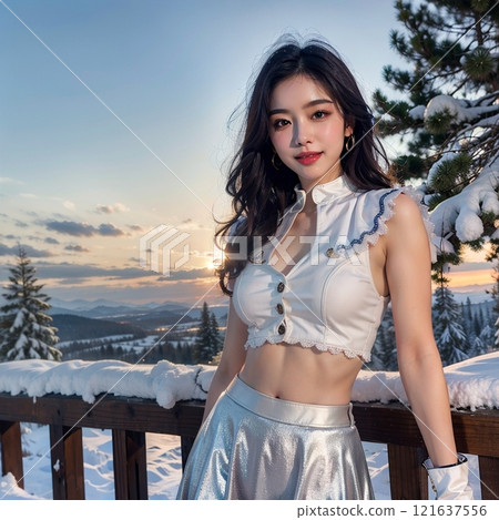 黃昏時的藍天與雪景！ ！ - 121637556