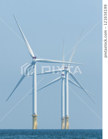 View of the Offshore wind power systems off the western coast of Taiwan. 121638199