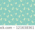 Cute Scandinavian-style cat pattern_Green 121638361