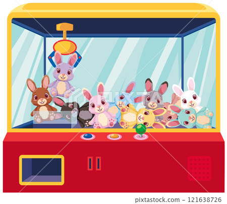彩色毛絨兔子起重機遊戲向量插畫素材 彩色毛絨兔子起重機遊戲向量插畫素材 121638726