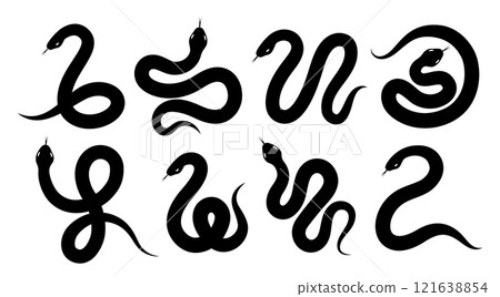 Set of black snake silhouettes Set of black snake silhouettes 121638854