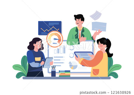 Employee Performance Illustration concept on white background 121638926