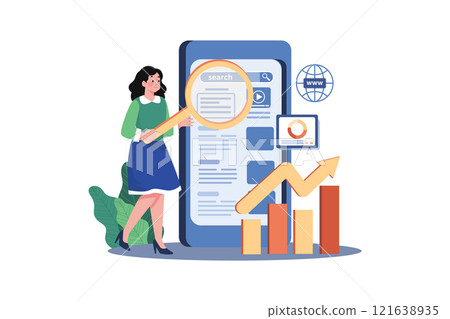 Mobile SEO Illustration concept on white background 121638935