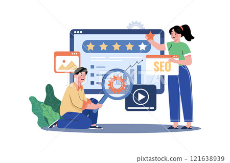SEO Ranking Illustration concept on white background SEO Ranking Illustration concept on white background 121638939
