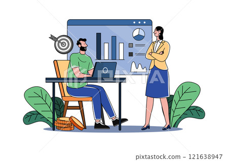 Market Analysis Illustration concept on white background 121638947