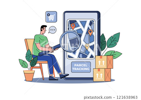 Parcel Tracking Illustration concept on white background Parcel Tracking Illustration concept on white background 121638963