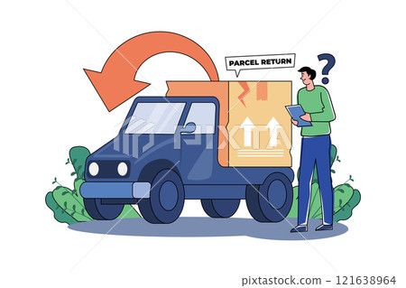 Parcel Return Illustration concept on white background Parcel Return Illustration concept on white background 121638964