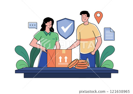 Parcel Security Illustration concept on white background Parcel Security Illustration concept on white background 121638965