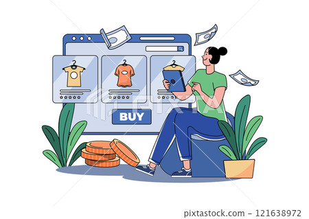 Online Purchase Illustration concept on white background 121638972