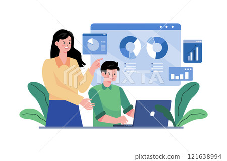 Business Head And Staff Analyzing Business Growth Graph 121638994