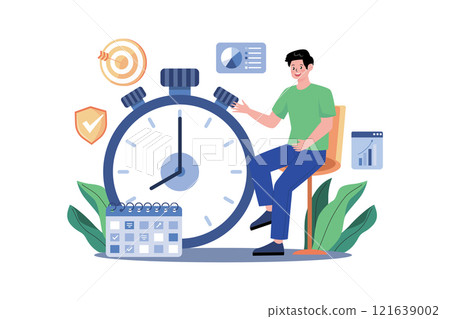 Time Management Illustration concept on white background 121639002