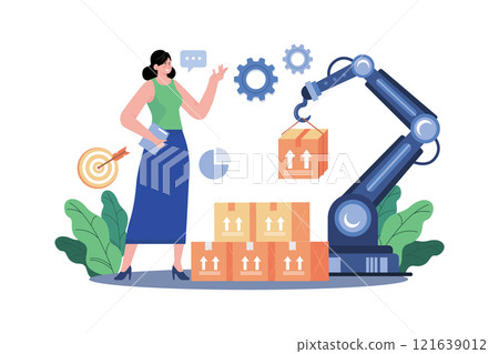 Warehouse Automation Illustration concept on white background Warehouse Automation Illustration concept on white background 121639012