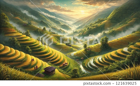 越南北部 Mu Kan Chai 的世界上最美麗的水稻梯田 越南北部 Mu Kan Chai 的世界上最美麗的水稻梯田 121639025