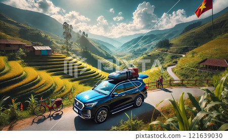 駕車遊覽越南北部 Mu Kan Chai 的水稻梯田 駕車遊覽越南北部 Mu Kan Chai 的水稻梯田 121639030