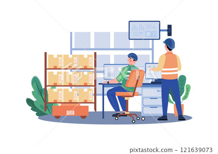 Automated Warehouse Management Illustration concept on white background 121639073