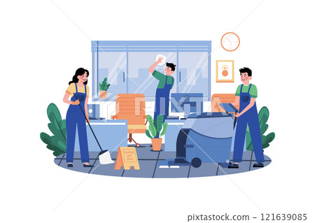 Worker Cleaning Office Illustration concept on white background 121639085