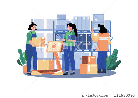 Warehouse Management Illustration concept on white background 121639086