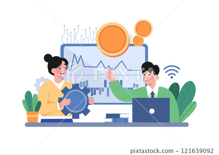 Cryptocurrency Technology Illustration concept on white background 121639092