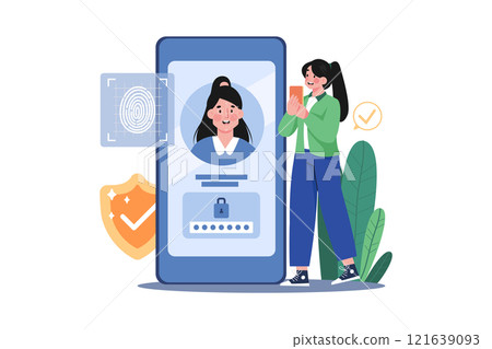 Biometric Verification Illustration concept on white background 121639093