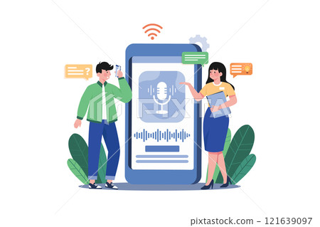 Mobile Assistant Illustration concept on white background Mobile Assistant Illustration concept on white background 121639097