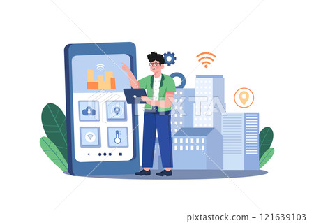 Smart City Illustration concept on white background Smart City Illustration concept on white background 121639103
