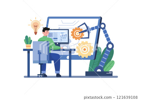 Industry Automation Illustration concept on white background 121639108