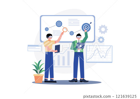 Guys Are Launching A Startup On A Virtual Screen 121639125