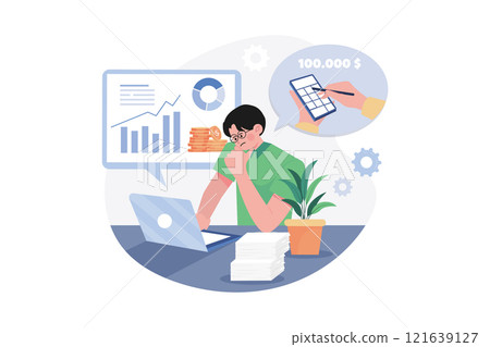 The Guy On The Laptop Calculates The Visual Benefit The Guy On The Laptop Calculates The Visual Benefit 121639127