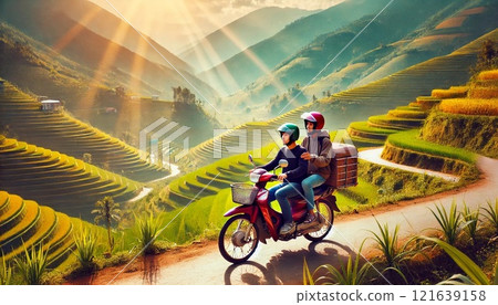 遊客參觀越南北部 Mu Kan Chai 的水稻梯田 121639158