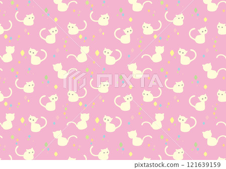 Cute Scandinavian-style cat pattern_pink Cute Scandinavian-style cat pattern_pink 121639159