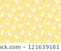 Cute Scandinavian-style cat pattern_Yellow 121639161