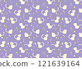 Cute Scandinavian-style cat pattern_purple 121639164