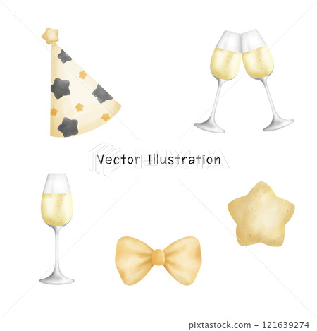 Cute New Years Eve Clipart, Watercolour New Year Clipart , Happy New Year, Celebration Clipart, Festive, Vector illustration. Cute New Years Eve Clipart, Watercolour New Year Clipart , Happy New Year, Celebration Clipart, Festive, Vector illustration. 121639274