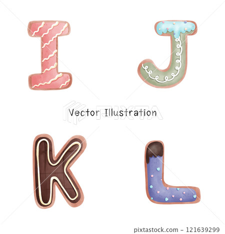 Christmas-themed cookie alphabet art with watercolor designs ideal for holiday baking illustrations or creative winter decor. Christmas-themed cookie alphabet art with watercolor designs ideal for holiday baking illustrations or creative winter decor. 121639299