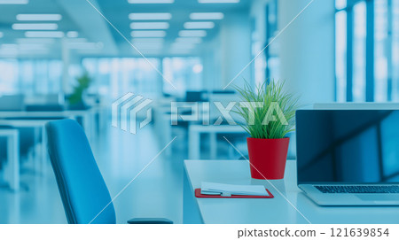 Modern open space office with nobody working at lunchtime 121639854