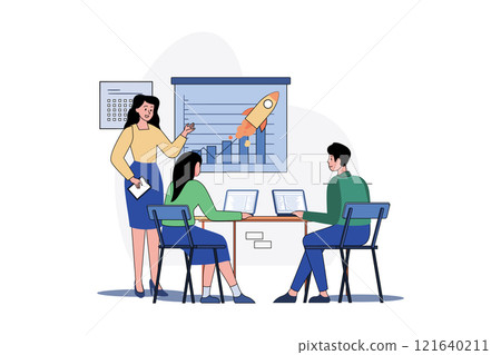 Business Growth Management Analysis Illustration concept on white background 121640211