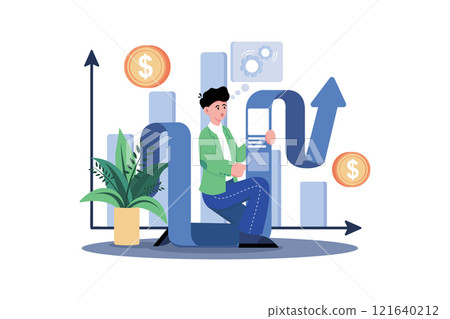 Business Growth Management Analysis Illustration concept on white background 121640212