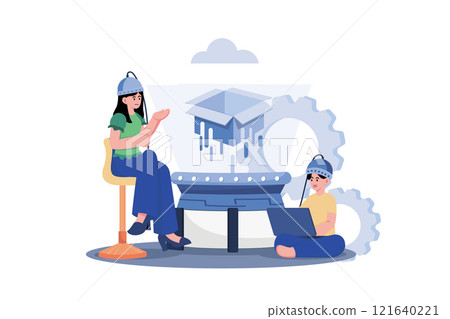 Product Team Generating Creative Idea Illustration concept on white background 121640221