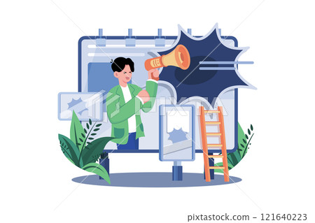 Billboard Marketing Illustration concept on white background 121640223