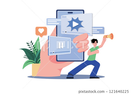 Video Marketing Illustration concept on white background Video Marketing Illustration concept on white background 121640225