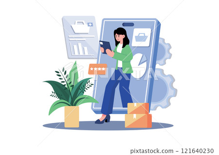 Woman Doing Online Market Analysis Woman Doing Online Market Analysis 121640230
