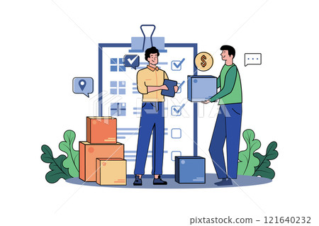Deliveryman Checking Delivery Order Deliveryman Checking Delivery Order 121640232