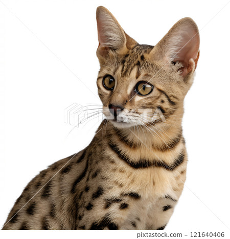 Adorable furry Sokoke cat isolated on the transparent background 121640406